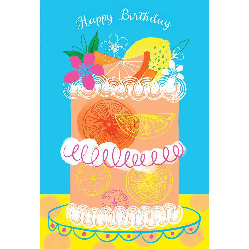 Colorful orange cake birthday card from Pictura featuring festive design, perfect for celebrating special occasions.
